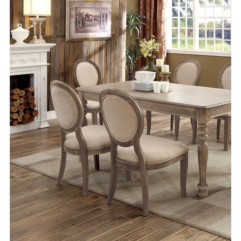 Transitional Rustic Oak And Side Chairs Set Of 2 Chairs Dining Room Furniture Padded
