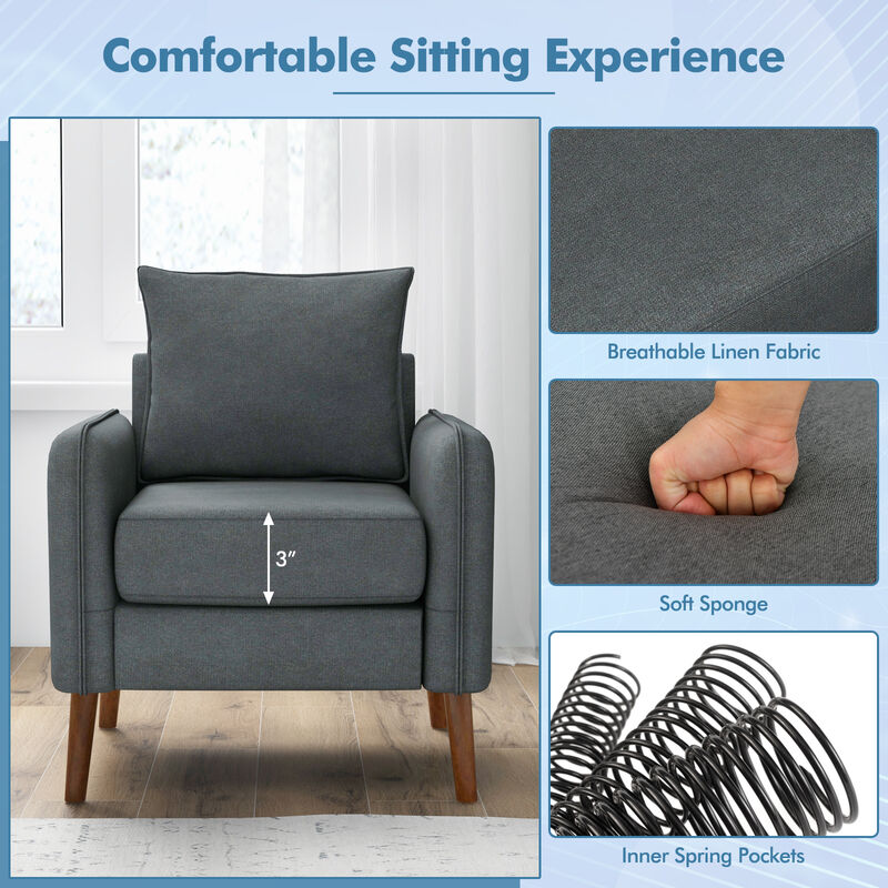 Fabric Upholstered Sofa Chair with Removable Back and Seat Cushions