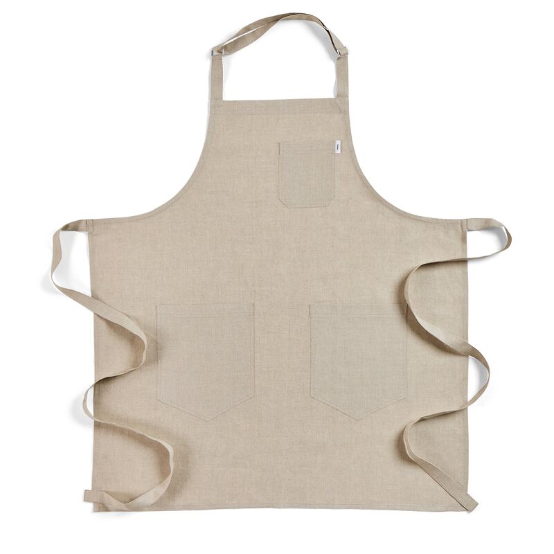 Solino Home 100% Pure Linen Bib Apron 33 x 30 Inch