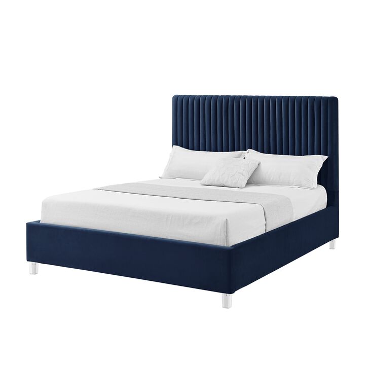 Inspired Home Jaylanie Velvet Platform Bed
