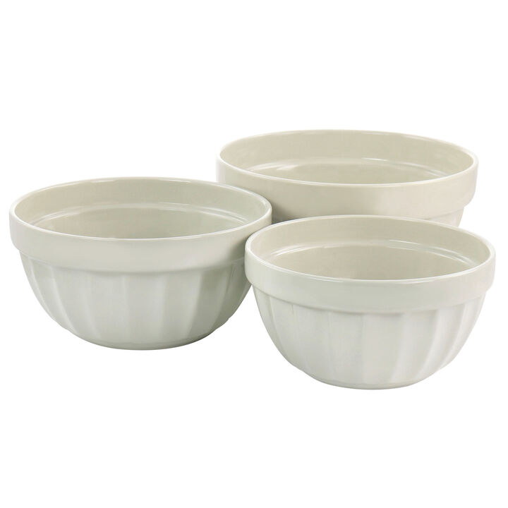 Martha Stewart 3 Piece Stoneware Bowl Set in Beige