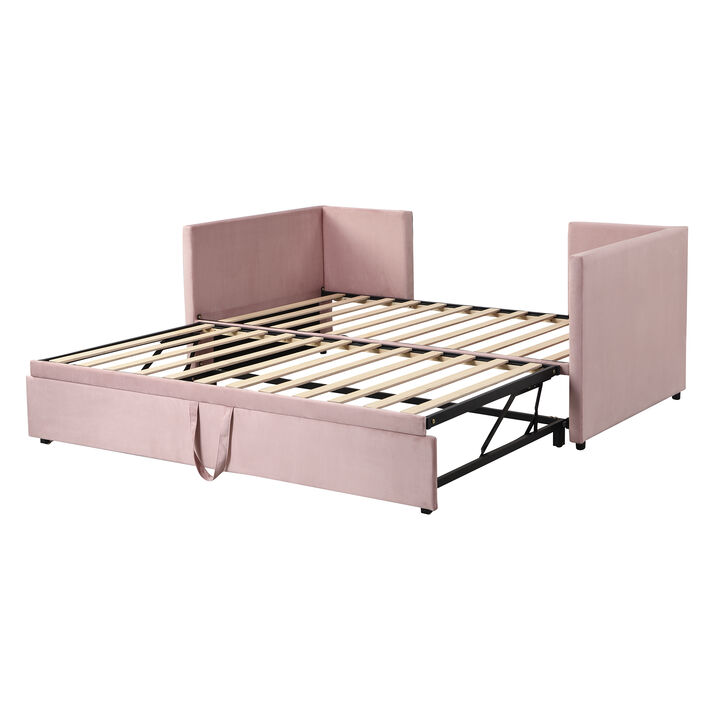 Merax Upholstered Daybed with Pop Up Trundle