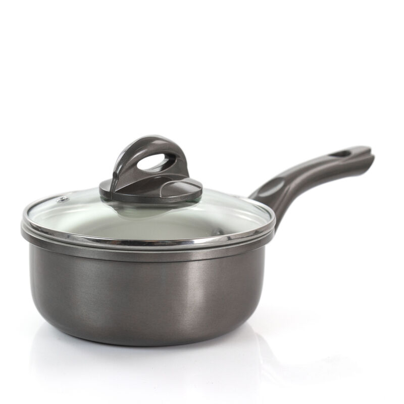 Gibson Home Hestonville 7 Piece Aluminum Nonstick Cookware Set in Grey with Bakelite Handles