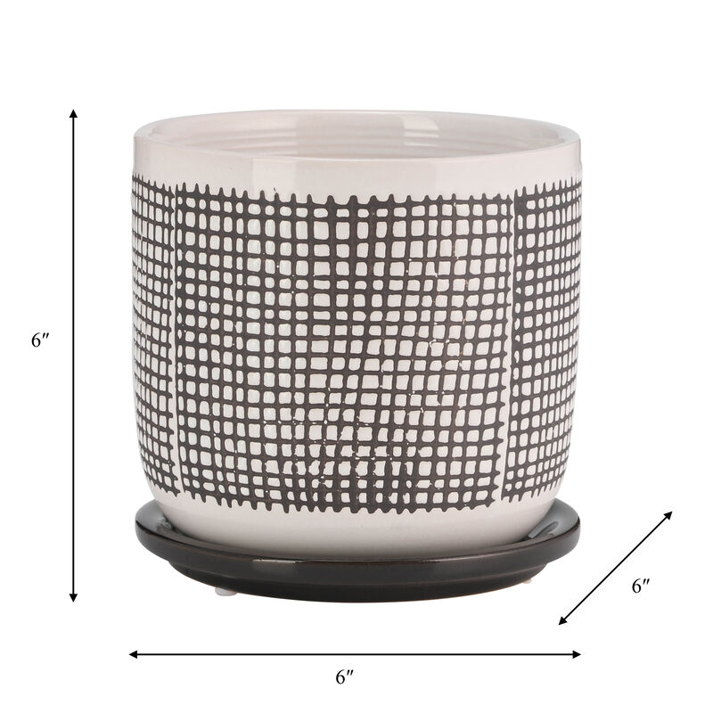 6" Mesh Design Planter with Saucer