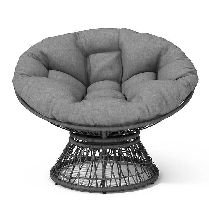Merax Ergonomic Wicker Lounge Chair for Indoor Outdoor