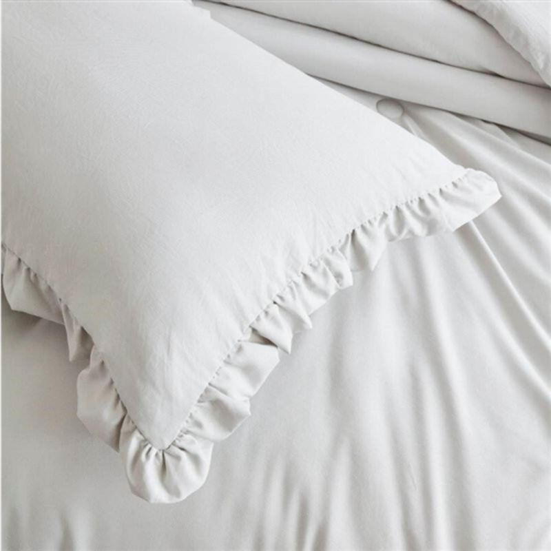 Hivvago Full Size Grey Stone Washed Ruffled Edge Microfiber Comforter Set