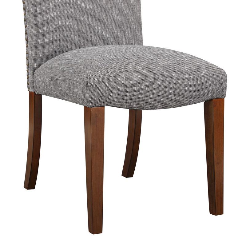 Comfort Pointe Salina Ashen Grey Dining Chair in Performance Fabric with Nail Heads - set of 2