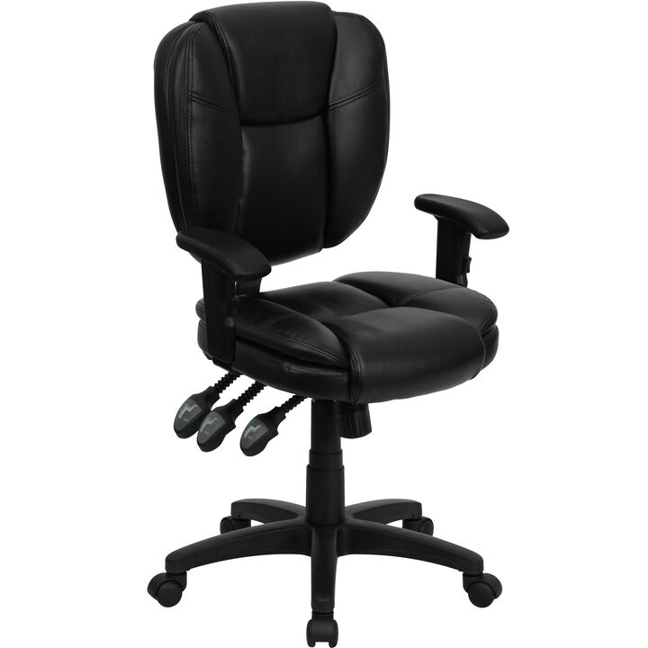 Caroline Mid-Back Fabric Multifunction Swivel Ergonomic Task Office Chair with Pillow Top Cushioning and Arms