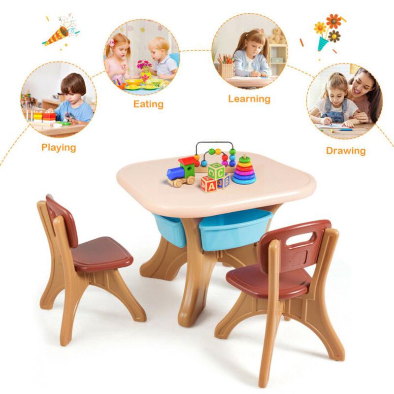 Hivvago In/Outdoor 3-Piece Plastic Children Play Table & Chair Set