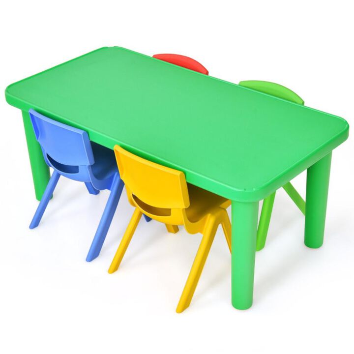 Hivvago Kids Colorful Plastic Table and 4 Chairs Set