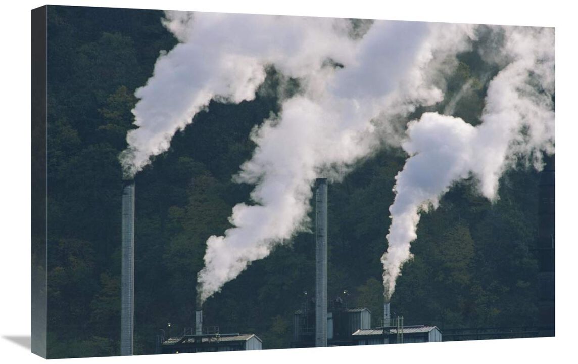 Emissions from coal plant, North America-Canvas Art-30x20
