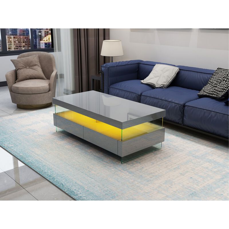 Gray LED coffee table with modern style