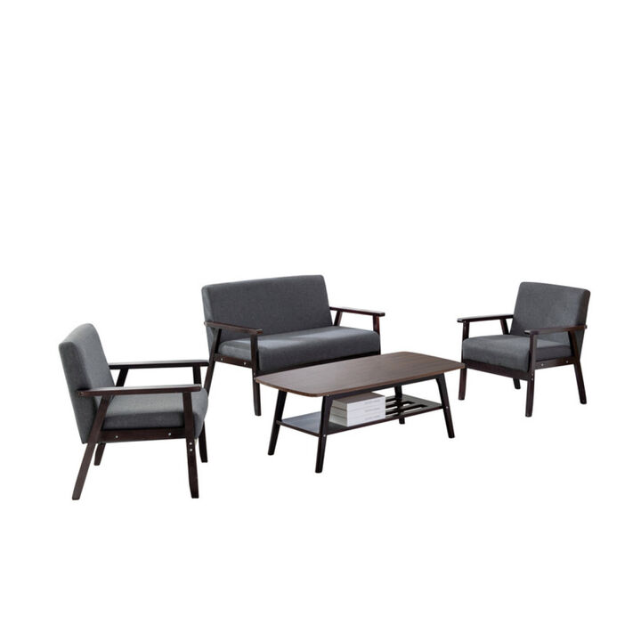 Bahamas Espresso Coffee Table Loveseat And 2 Chair Set