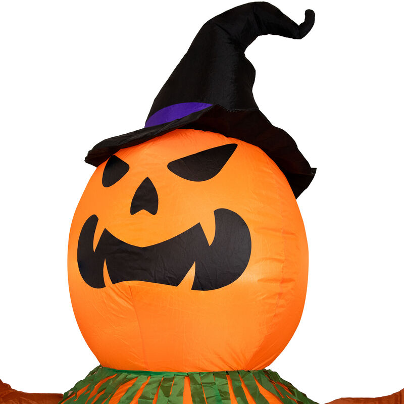 Sunnydaze Jack-O-Lantern Scarecrow 7 ft Inflatable Halloween Decoration