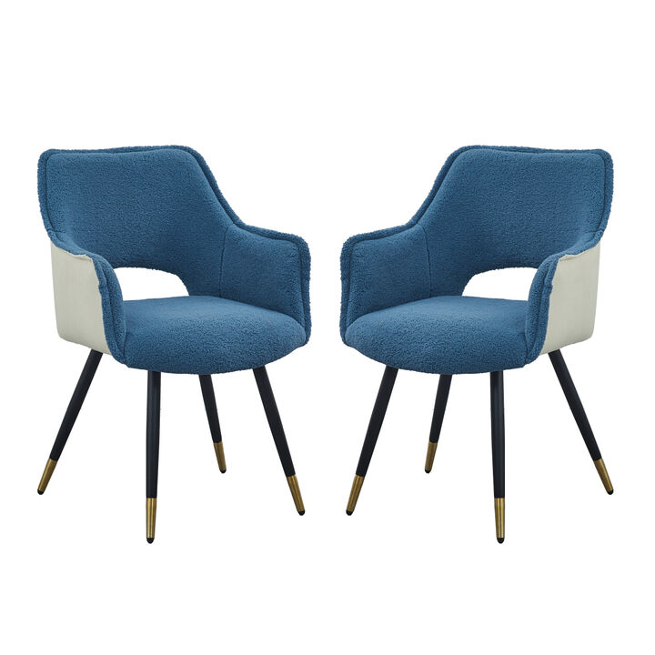 Set Of 2 Blue Fabric Side Chair, Living Room Bedroom Kitchen Vanity Accent Chair, 23" X 23" X 34"