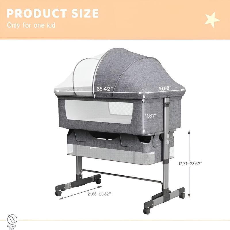 Baby Bassinet Bedside Sleeper 3-in-1 Adjustable Bedside Crib for Newborns & Infants