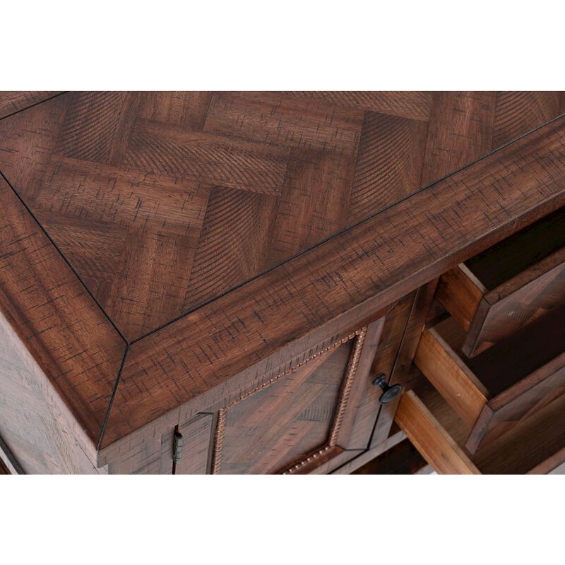 Jofran Fairview Transitional Herringbone Contemporary Distressed Acacia Buffet Server