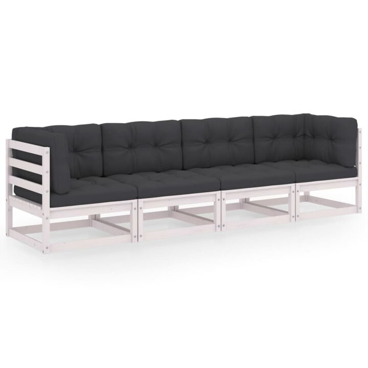 vidaXL 4-Seater Garden Sofa with Cushions Solid Pinewood