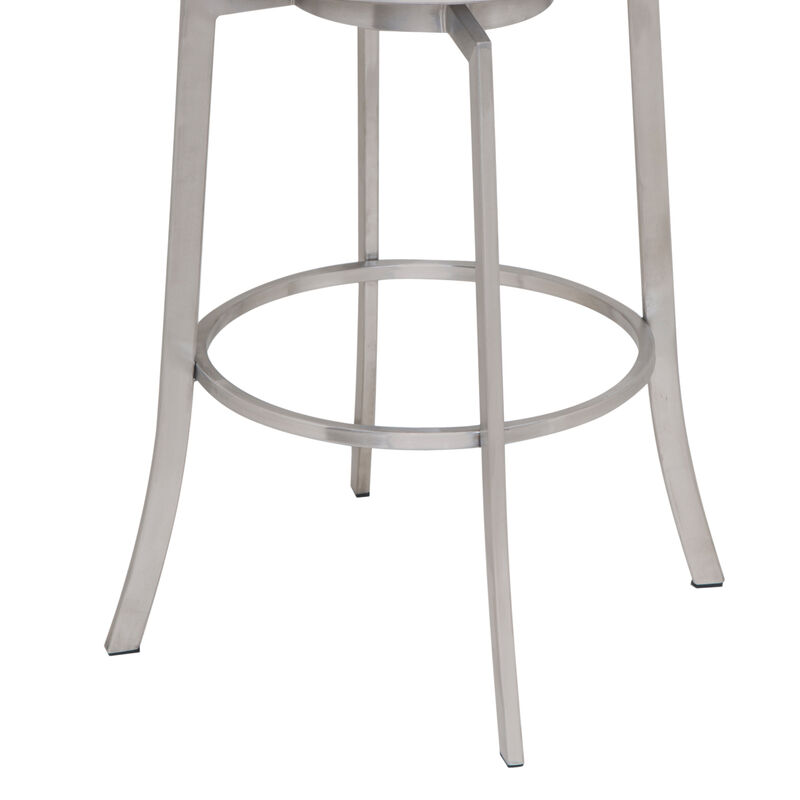 Viper  Counter Height Swivel Grey Faux Leather and Brushed Stainless Steel Bar Stool