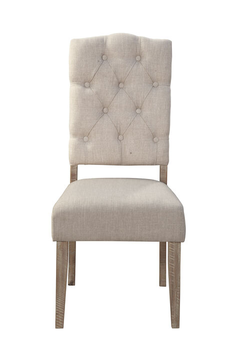 Newberry Set of 2 Button Tufted Parson Chairs, Weathered Natural