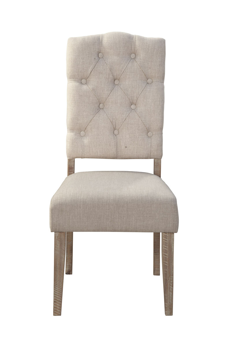 Newberry Set of 2 Button Tufted Parson Chairs, Weathered Natural