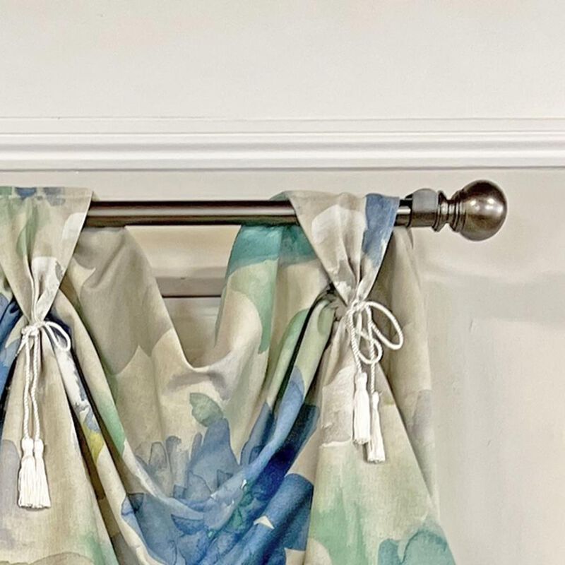 RLF Home Linen Floral 2-Scoop Victory Swag Natural. 3 Tabs 54"W X 26"L For windows up to 48"W