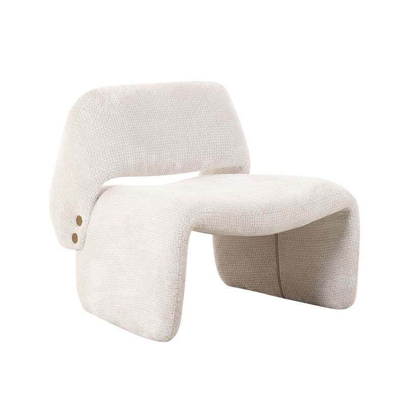 Pasargad Home Zarina Upholstered Modern Accent Chair, Ivory