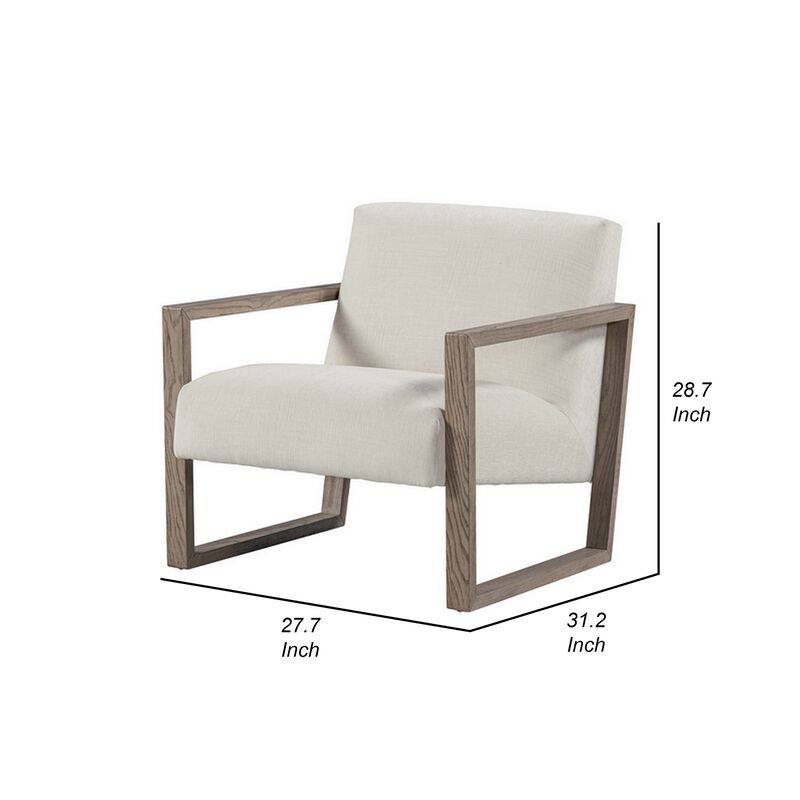 Cvi 31 Inch Armchair, Cushioned Seat, Taupe Framed Legs, Beige Upholstery - Benzara