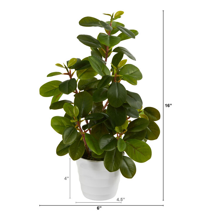 Hivvago 16" Peperomia Artificial Plant in Decorative Planter