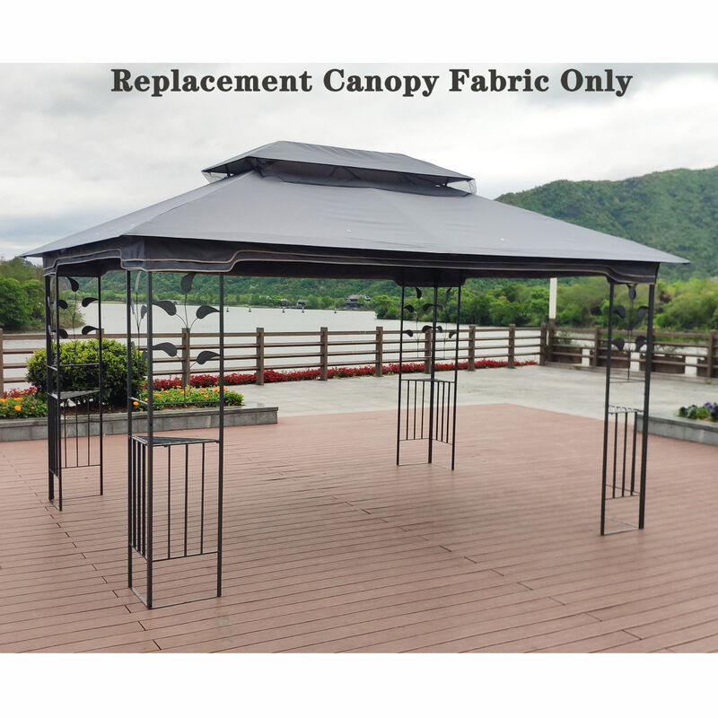 13 X 10FT Patio Double Roof Gazebo Replacement Canopy Top Fabric, Gray