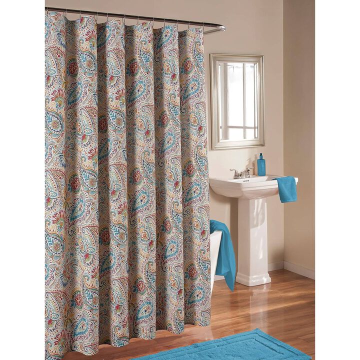 Machine-Washable Paisley Shower Curtain – Vibrant Print, Quick-Dry & Wrinkle-Resistant