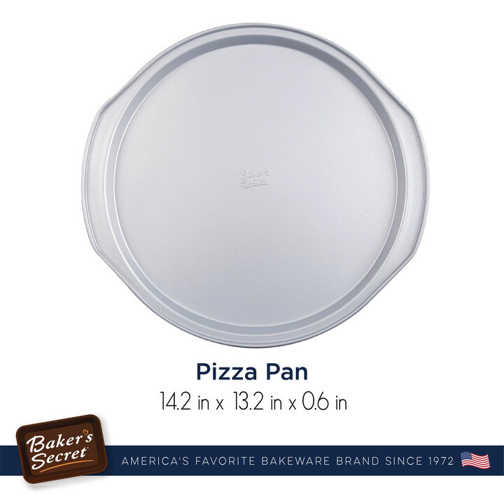 Baker's Secret 14" Pizza Pan, 12" inner, Aluminized Steel, Double Layers Nonstick Coating, Silver, Superb Collection