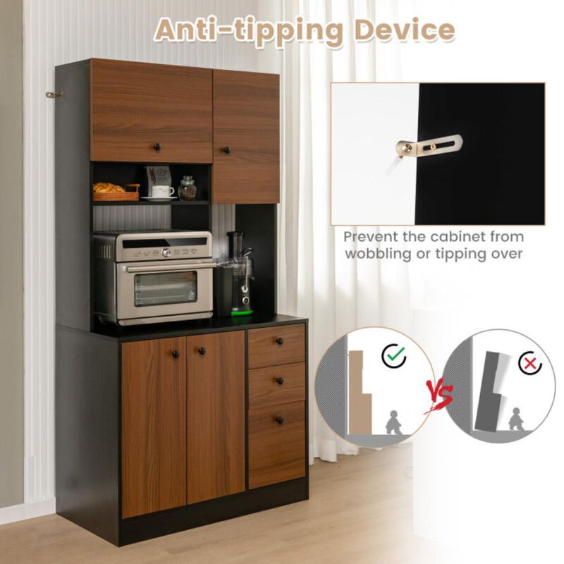 Hivvago 71 Inch Kitchen Pantry with 3 Storage Cabinet and 3 Deep Drawers