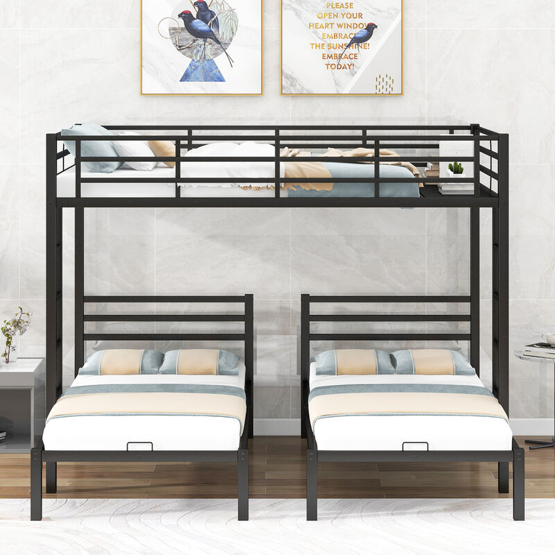Merax Classic Triple Bunk Bed  with Built-in Shelf