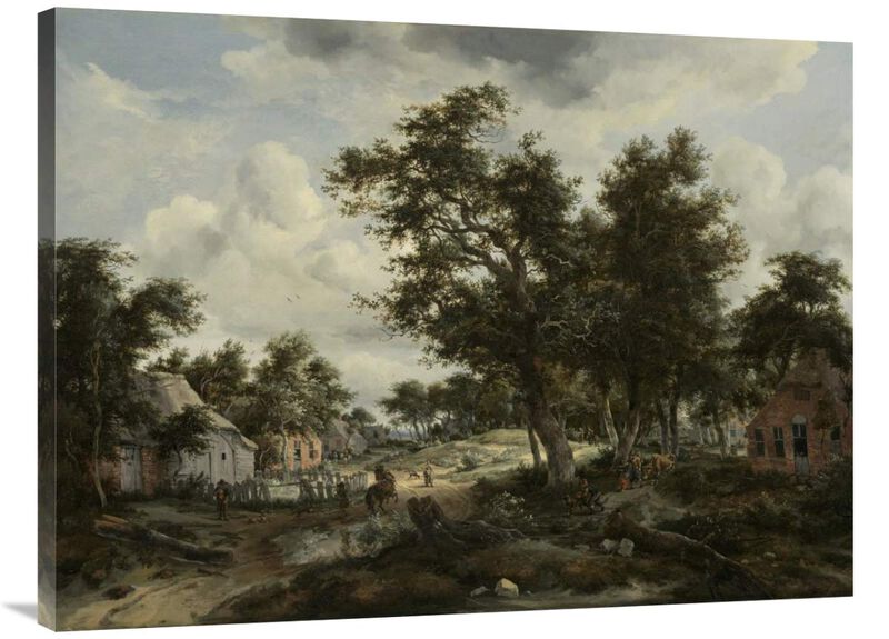 A Wooded Landscape with Travelers on a Path through a Hamlet-Canvas Art-40x30