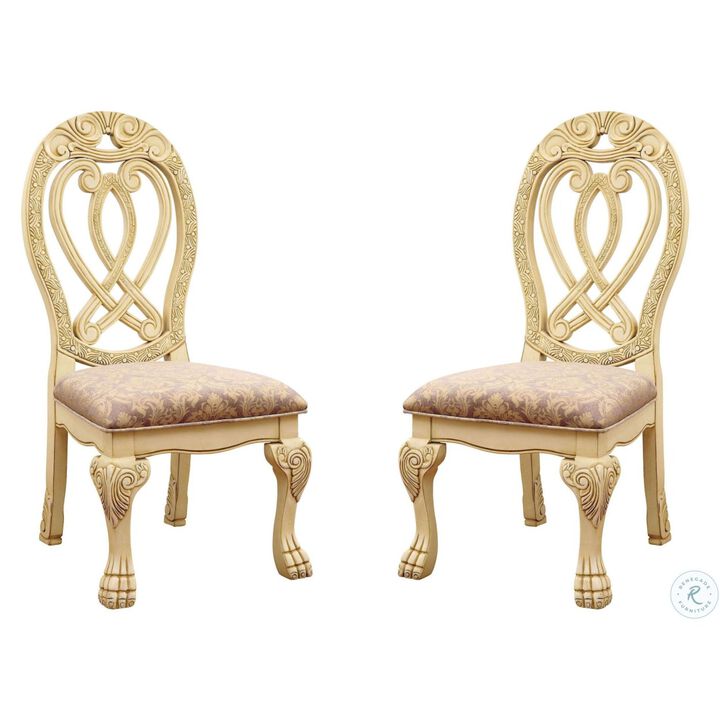 Vintage White Solid Wood Dining Chairs - Set of 2