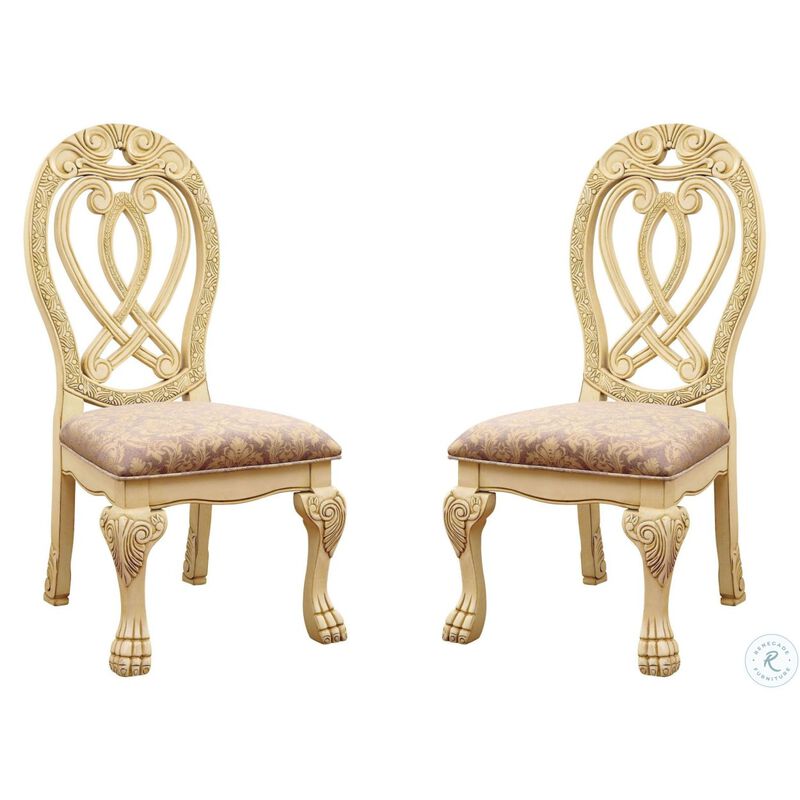 Vintage White Solid Wood Dining Chairs - Set of 2
