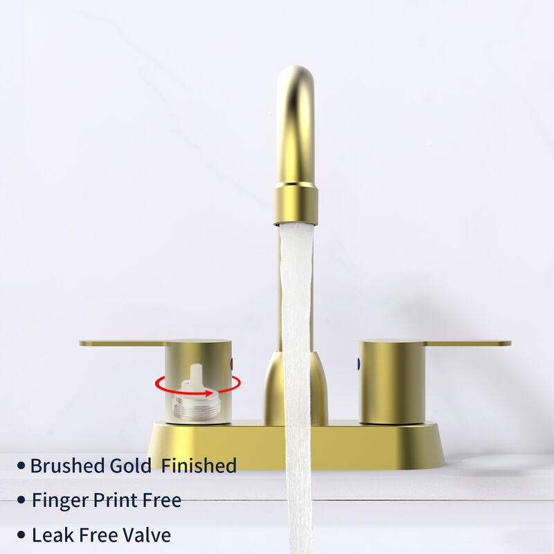 2 Handles Brushed Gold Faucet, Centerset RV Bathroom Faucets for 3 Hole