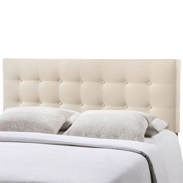 Hivvago Queen size Modern Ivory Fabric Upholstered Button Tufted Headboard