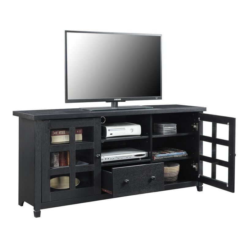 Convience Concept, Inc. Newport Park Lane 1 Drawer TV Stand with Storage Cabinets and Shelves for TVs up to 65 Inches, Black