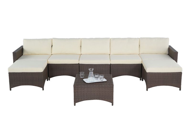 Studio Shine Collection Modular Extended Sofa with Ottoman and Coffee Table set