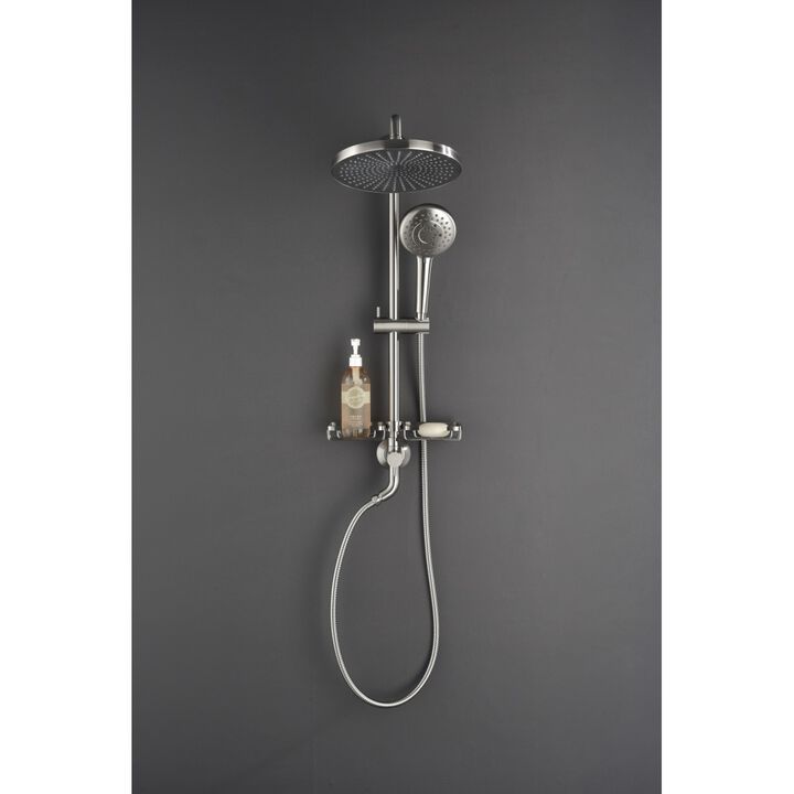 Shower System, With 10" Rain Showerhead, 4-Function Hand Shower, Adjustable Slide Bar And Soap Dish