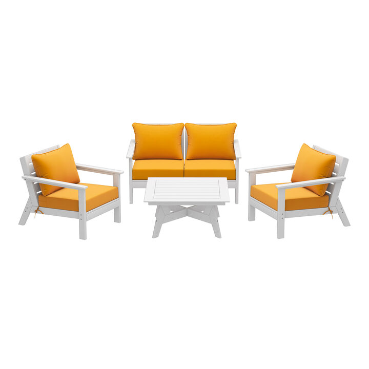 WestinTrends Outdoor 5-Piece Modular Sectional Patio Furniture Sofa Set