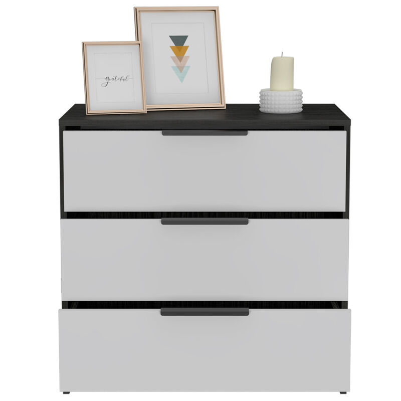 DEPOT E-SHOP Egeo 3 Drawers Dresser, Superior Top, White