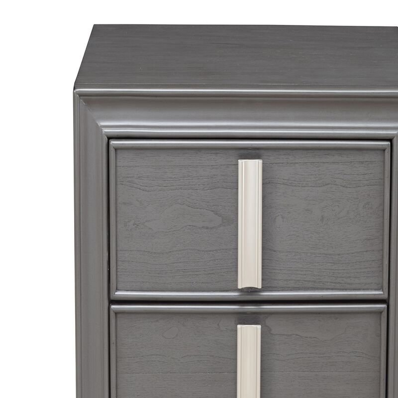 Lorraine 2 Drawer Nightstand, Dark Grey