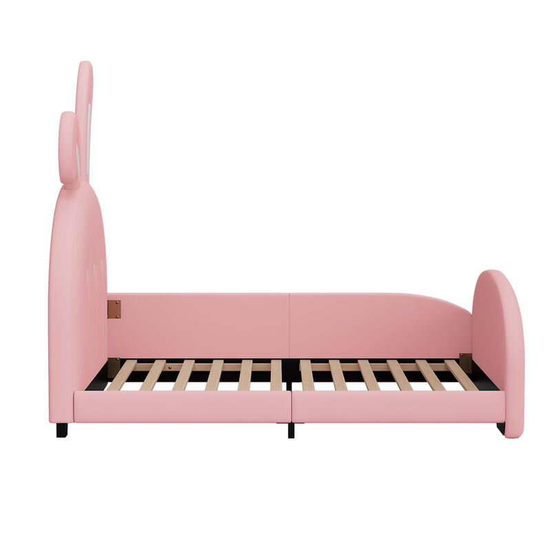 Merax PU Leather Platform Bed for Kids Childern