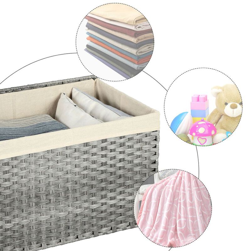 Storage Trunk with Cotton Liner and Metal Frame for Bedroom and Closet