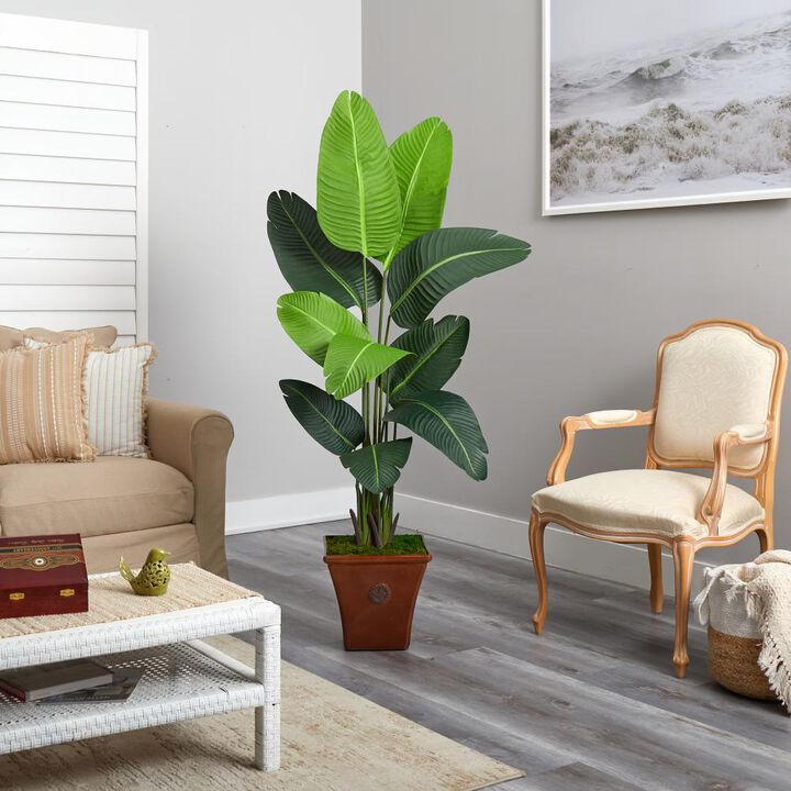 Hivvago 5.5 Feet Travelers Palm Artificial Tree in Brown Planter
