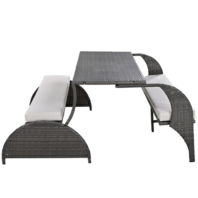 Merax Multi-functional  Outdoor Loveseat Rattan Set