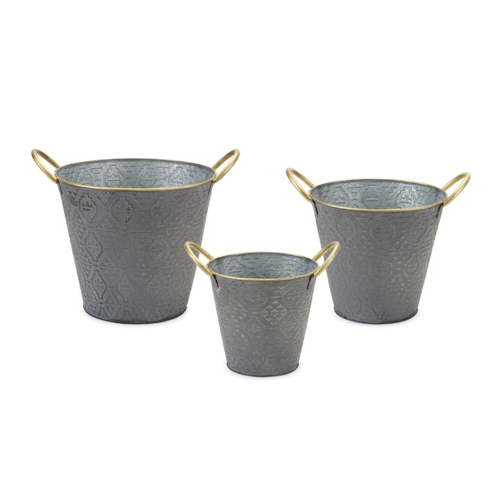 Metal Pail Planter for Rustic Garden and Home Décor (Set of 3)
